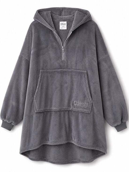 Comfy Tops - The Comfy Gray Oversized Sherpa Hooded Wearable Blanket Hoodie One Size Plush